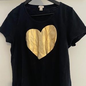 J Crew Gold Heart T Shirt
